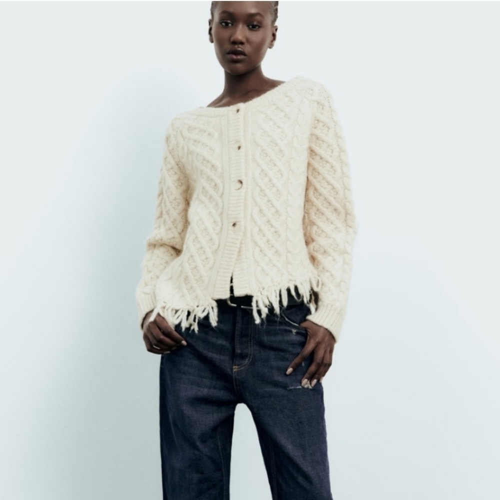 NWT Zara Knit Sweater with Fringe